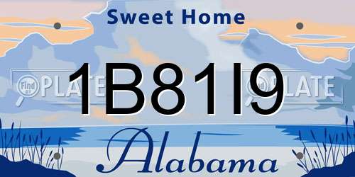 1B81I9 Alabama License Plate