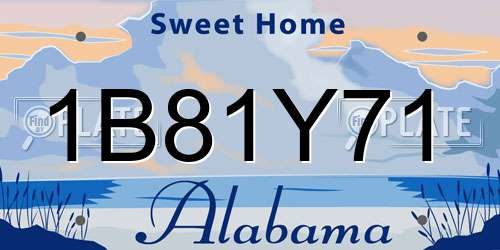 1B81Y71 Alabama License Plate
