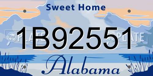 1B92551 Alabama License Plate