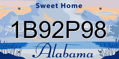 1B92P98 Alabama License Plate