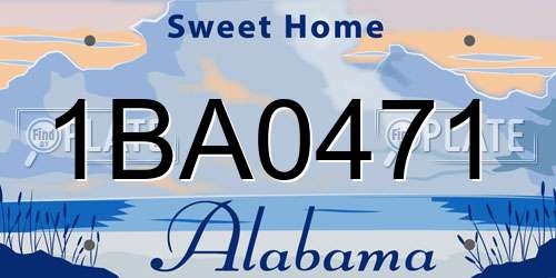 1BA0471 Alabama License Plate