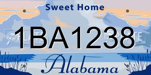 1BA1238 Alabama License Plate