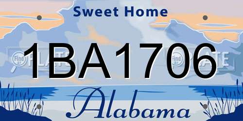 1BA1706 Alabama License Plate