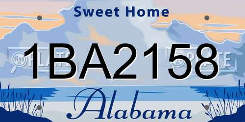 1BA2158 Alabama License Plate