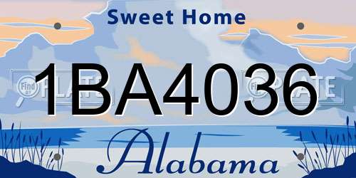 1BA4036 Alabama License Plate