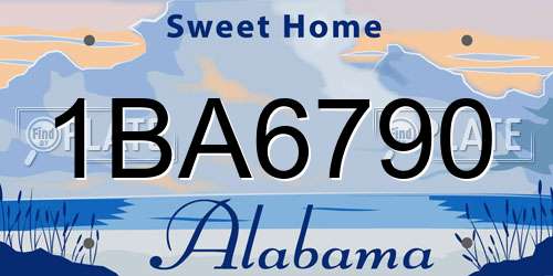 1BA6790 Alabama License Plate