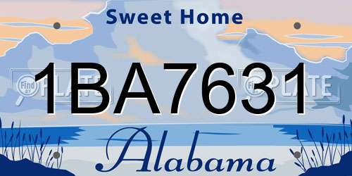1BA7631 Alabama License Plate