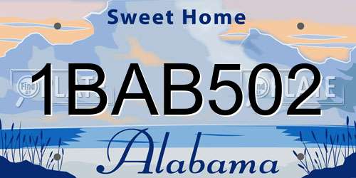 1BAB502 Alabama License Plate