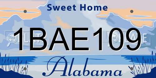 1BAE109 Alabama License Plate