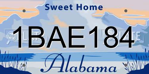1BAE184 Alabama License Plate