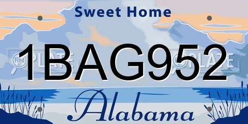 1BAG952 Alabama License Plate