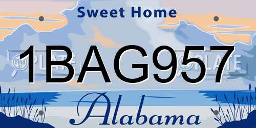 1BAG957 Alabama License Plate