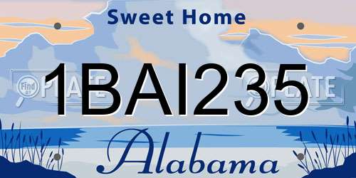 1BAI235 Alabama License Plate