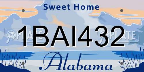 1BAI432 Alabama License Plate