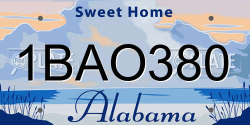 1BAO380 Alabama License Plate