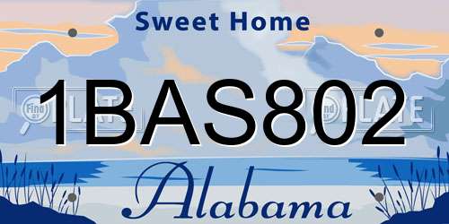 1BAS802 Alabama License Plate