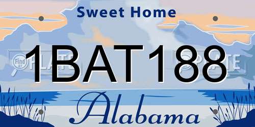 1BAT188 Alabama License Plate
