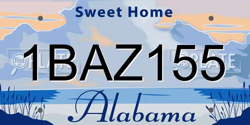 1BAZ155 Alabama License Plate