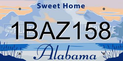 1BAZ158 Alabama License Plate