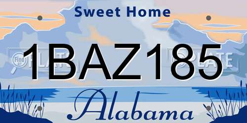 1BAZ185 Alabama License Plate