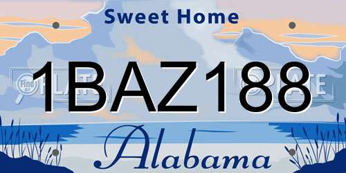 1BAZ188 Alabama License Plate