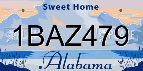 1BAZ479 Alabama License Plate