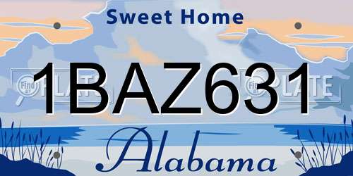 1BAZ631 Alabama License Plate