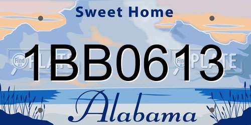 1BB0613 Alabama License Plate