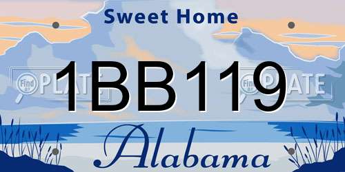 1BB119 Alabama License Plate