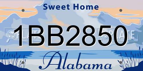 1BB2850 Alabama License Plate