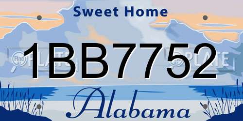 1BB7752 Alabama License Plate