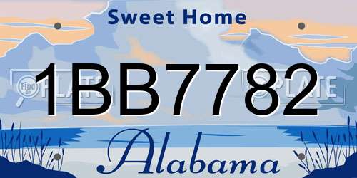1BB7782 Alabama License Plate