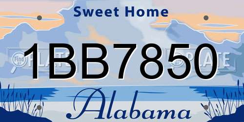1BB7850 Alabama License Plate