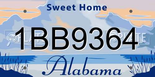 1BB9364 Alabama License Plate
