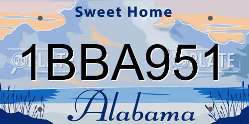 1BBA951 Alabama License Plate