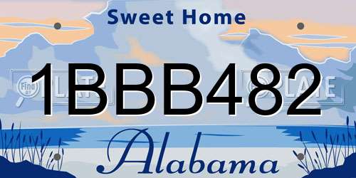 1BBB482 Alabama License Plate