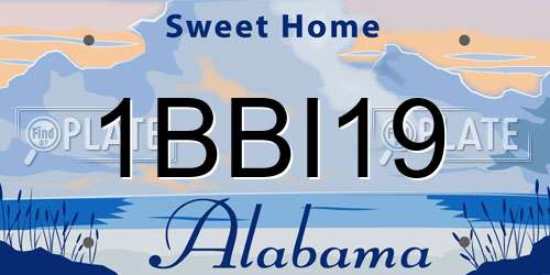 1BBI19 Alabama License Plate
