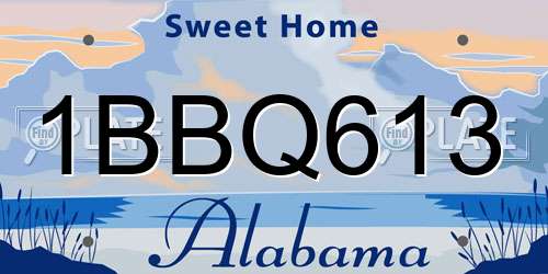 1BBQ613 Alabama License Plate