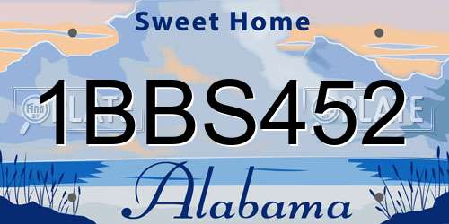 1BBS452 Alabama License Plate