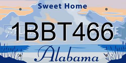 1BBT466 Alabama License Plate