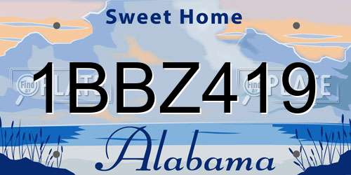 1BBZ419 Alabama License Plate