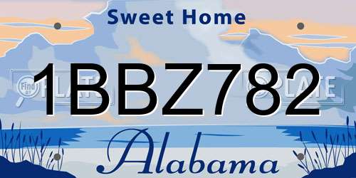 1BBZ782 Alabama License Plate