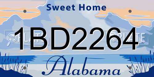 1BD2264 Alabama License Plate
