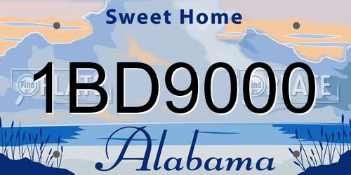 1BD9000 Alabama License Plate