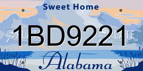 1BD9221 Alabama License Plate