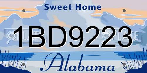 1BD9223 Alabama License Plate