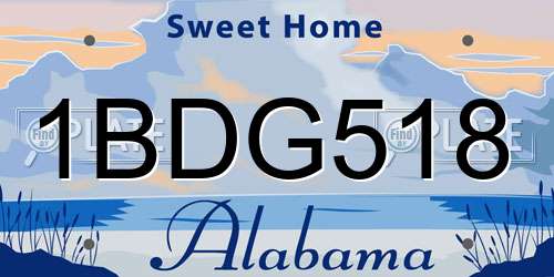 1BDG518 Alabama License Plate