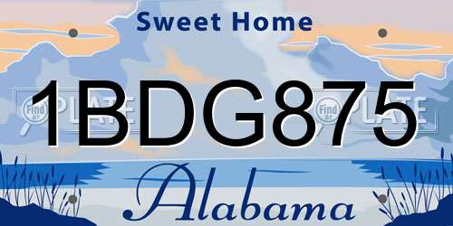 1BDG875 Alabama License Plate