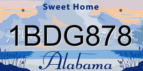 1BDG878 Alabama License Plate