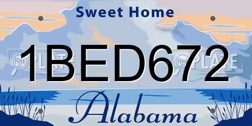 1BED672 Alabama License Plate